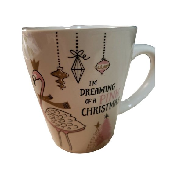 I'm Dreaming of a Pink Christmas Mug Princess Flamingo Wearing Crown Stoneware - Picture 1 of 5